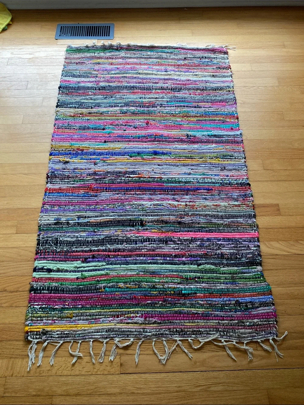 Handwoven Multicolor Rag Rug - Vibrant Stripes